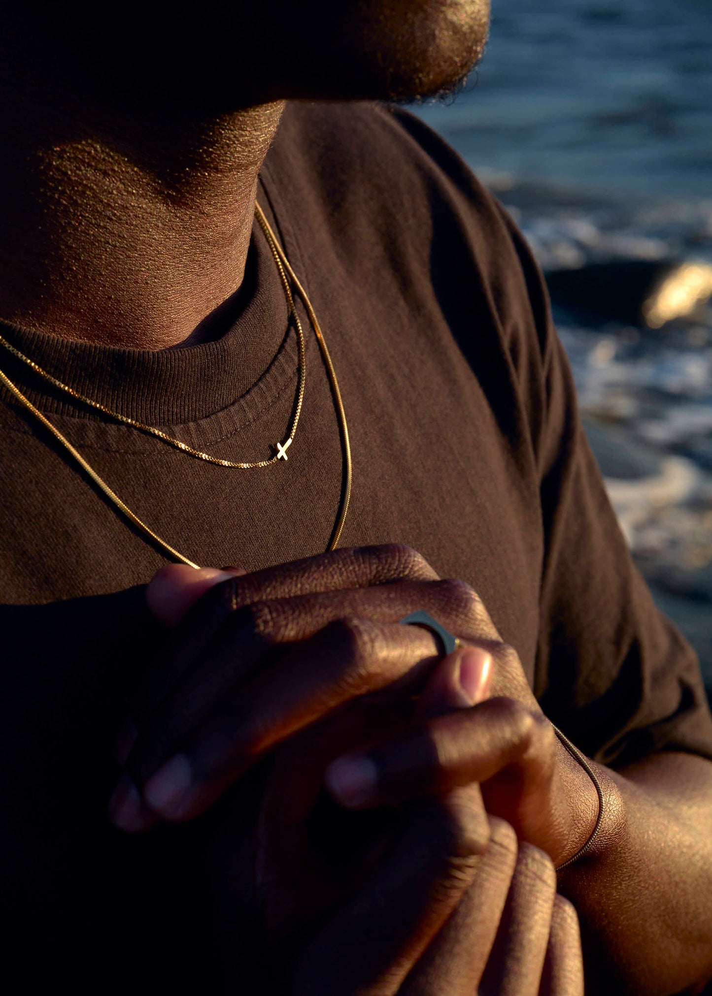 Laying Cross Adjustable Golden Necklace