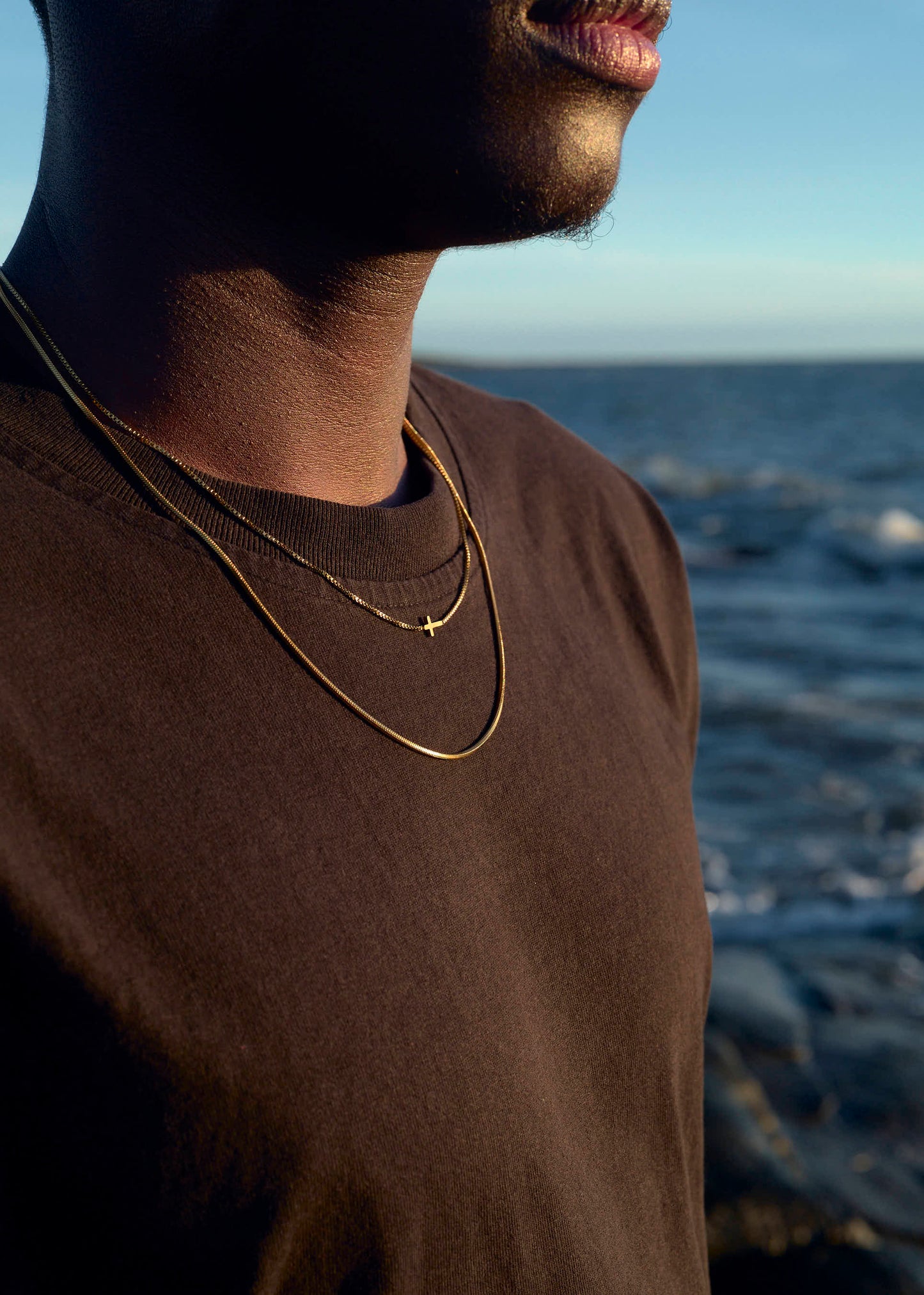 Laying Cross Adjustable Golden Necklace