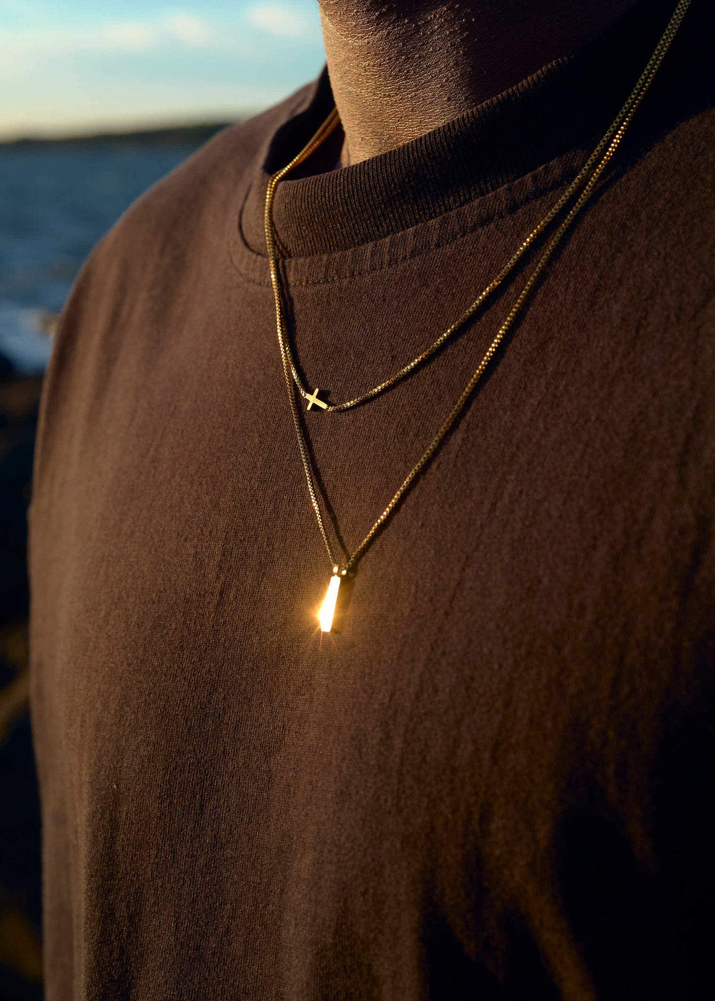 Laying Cross Adjustable Golden Necklace