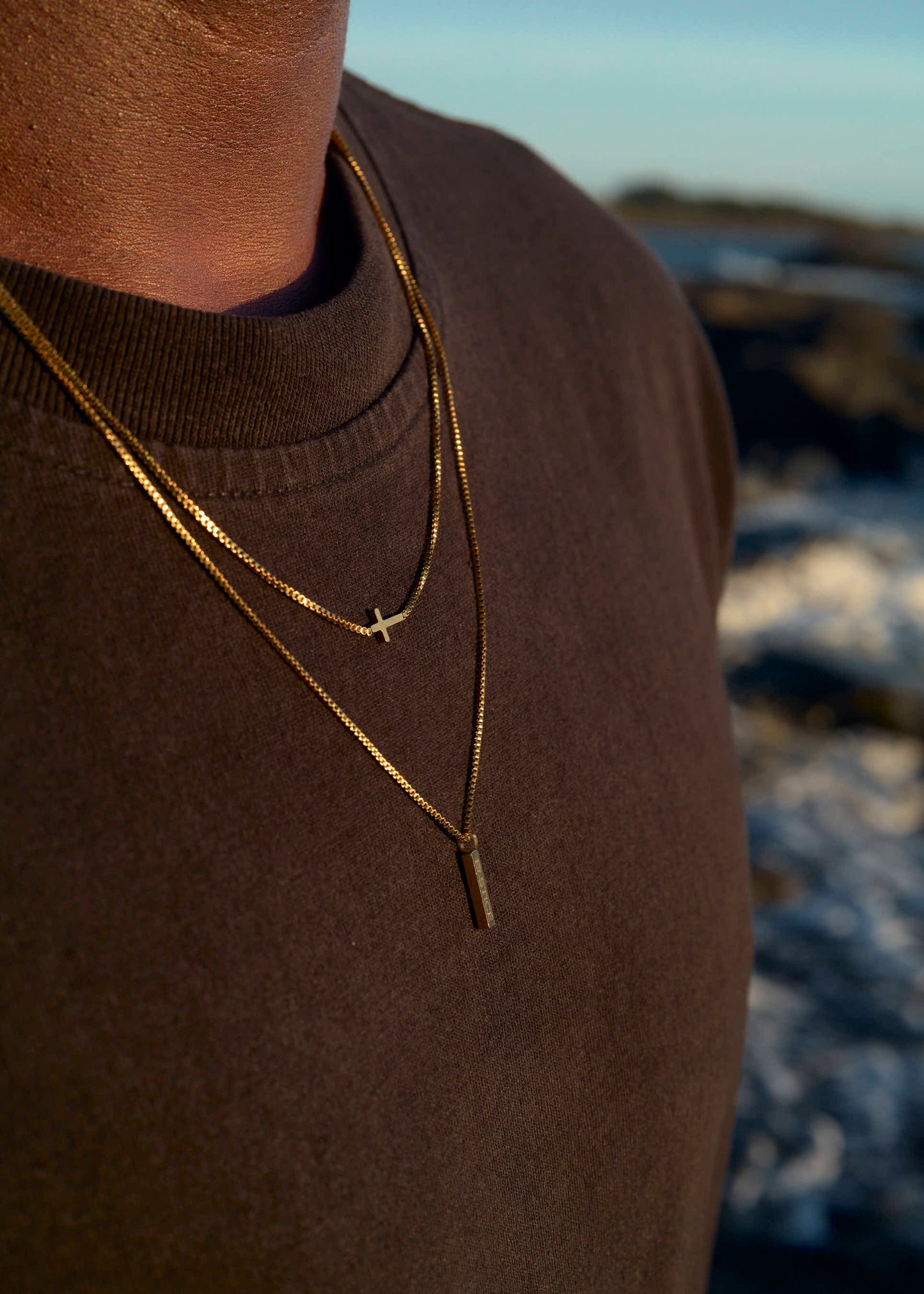 Laying Cross Adjustable Golden Necklace