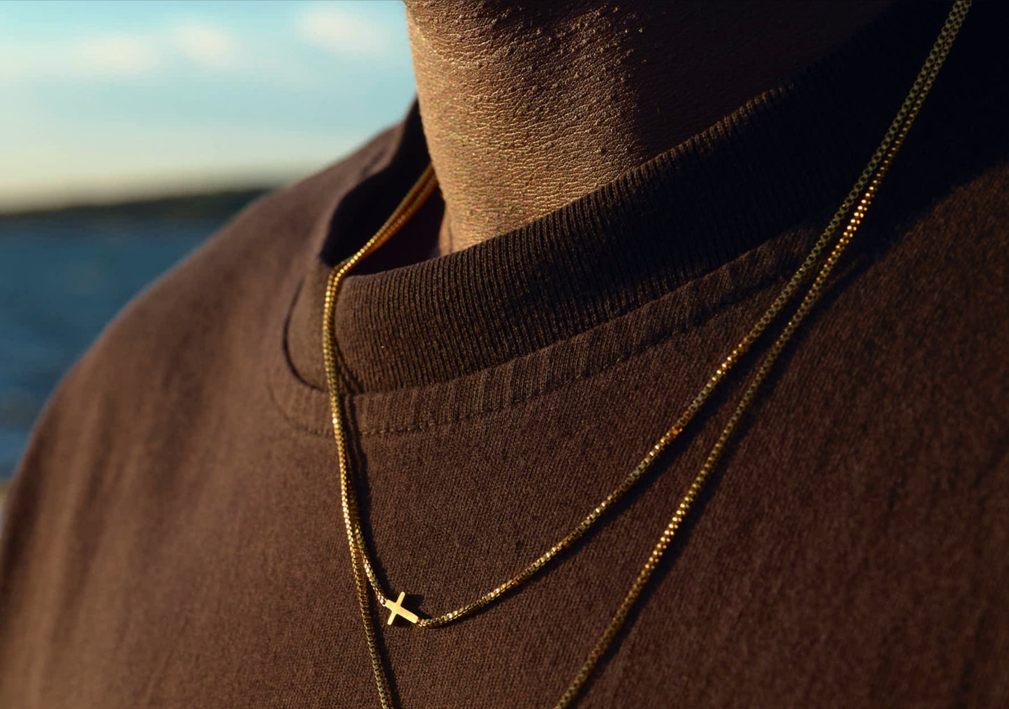 Laying Cross Adjustable Golden Necklace