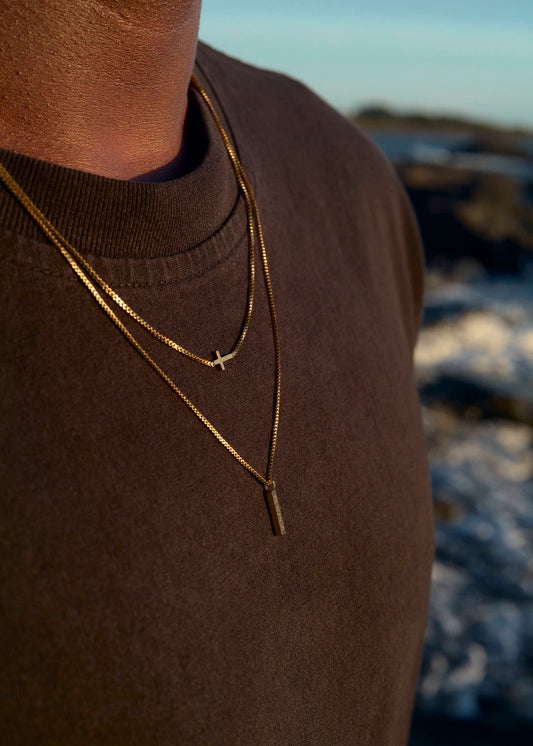 Laying Cross Adjustable Golden Necklace